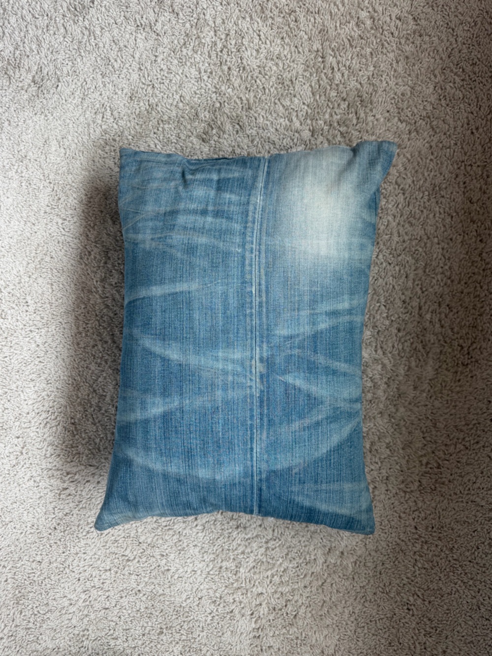 Blue Denim throw pillow 16”x26”.   Fun accent for coastal boho look.